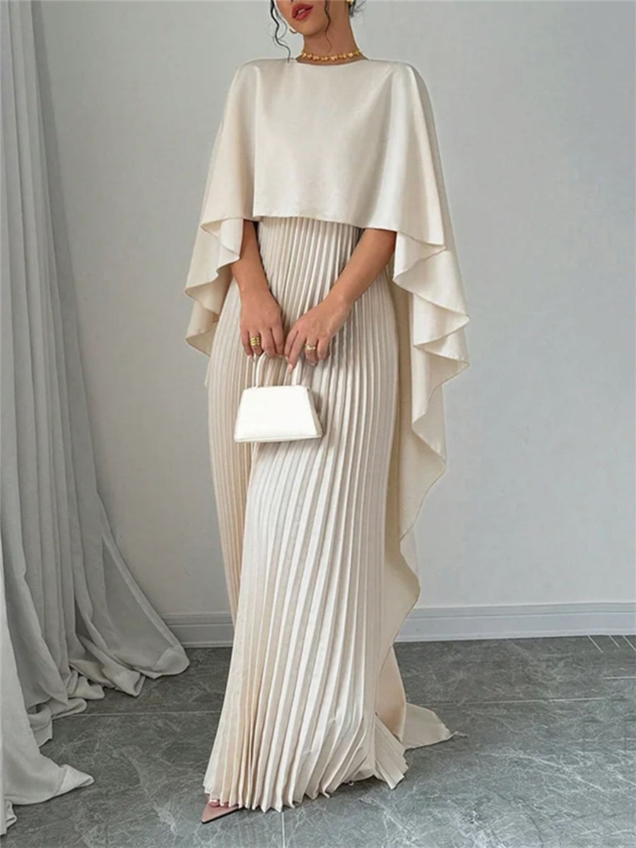 Cloak Batwing Sleeves Crimp Temperament Grace Maxi Dresses