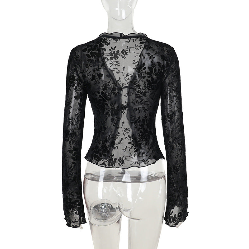 Lace Lovers Tie Up Top - Black