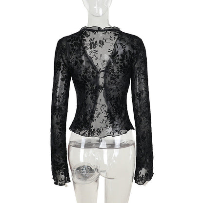 Lace Lovers Tie Up Top - Black