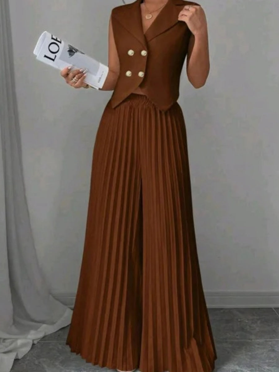 Pleated Pants Vest Grace Commuting Set 2-piece Sets