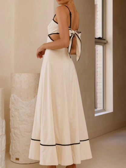 Camisoles Color Matching Color-blocked Hollow Vacation And Leisure Maxi Dresses