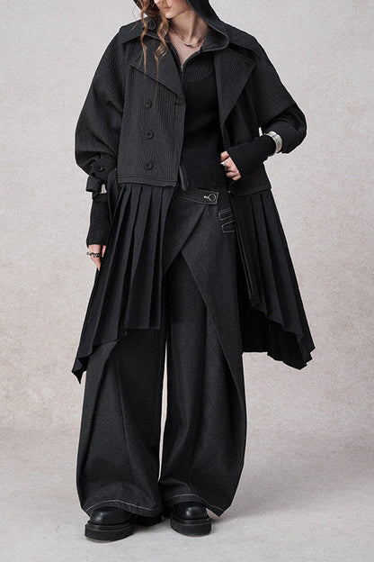 Swinging Symphony Fake Two-Piece Wide-Leg Jeans