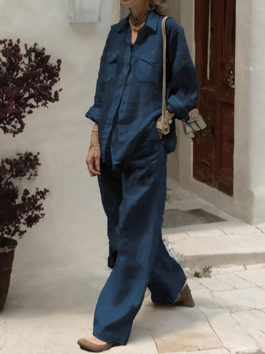 Long-sleeved Shirt And Loose-fitting Pants Two-piece Set