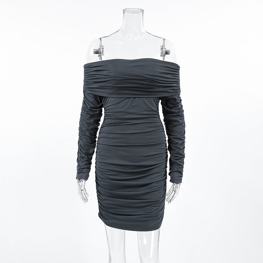 Glamor Off-Shoulder Dress - Grey