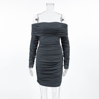 Glamor Off-Shoulder Dress - Grey