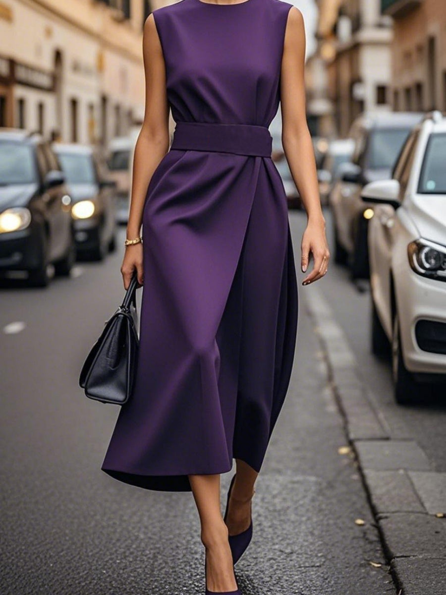 Grace Commuting Belts Solid Color Maxi Dresses