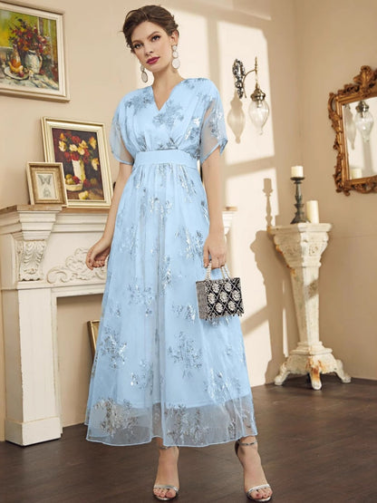 Organza Hot Stamping Gentle Maxi Dresses