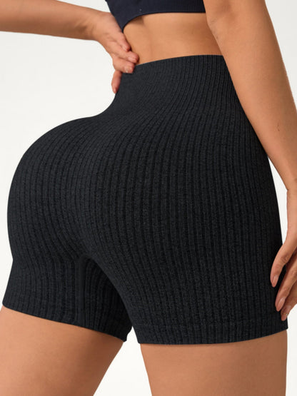 Seamless Ribbed Yoga Pants High-waisted Hip Lift Shorts