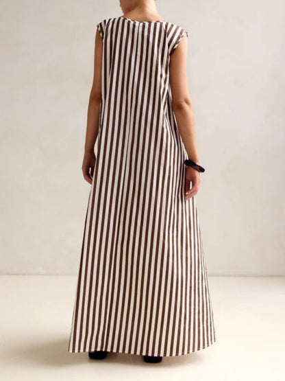 Polka Dots U-neck Sleeveless Large Skirt Maxi Dresses