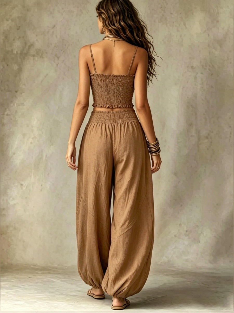 Bandeau Cropped Camisoles Lantern Pants Set 2-piece Sets