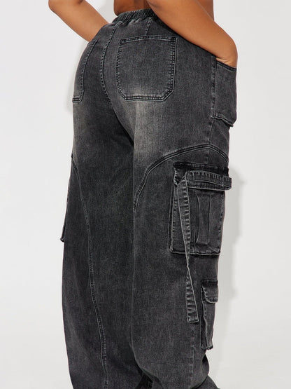 Y2k Cargo Trousers Straps Jeans