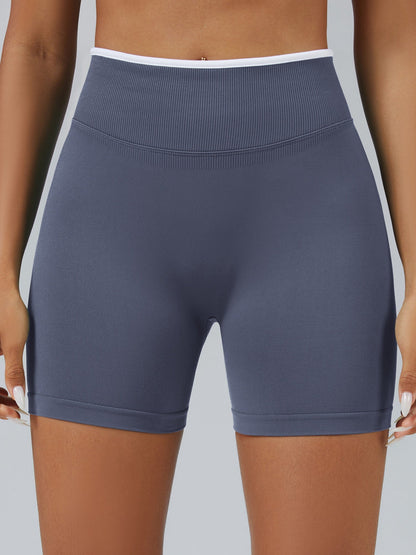 Color Matching Seamless High-waisted Hip Lift Exercise Yoga Shorts