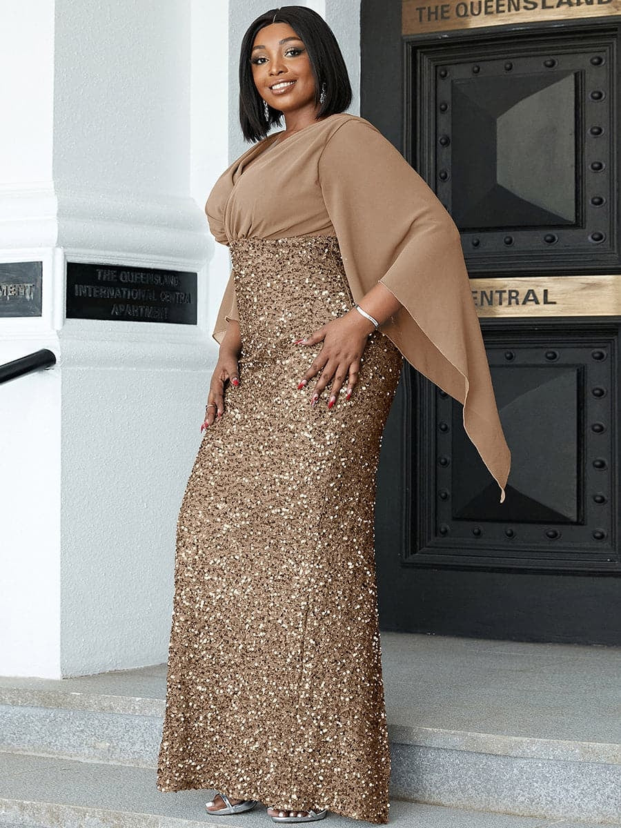 Cloak Style Chiffon Hip-hugging Formal Dress Maxi Dresses