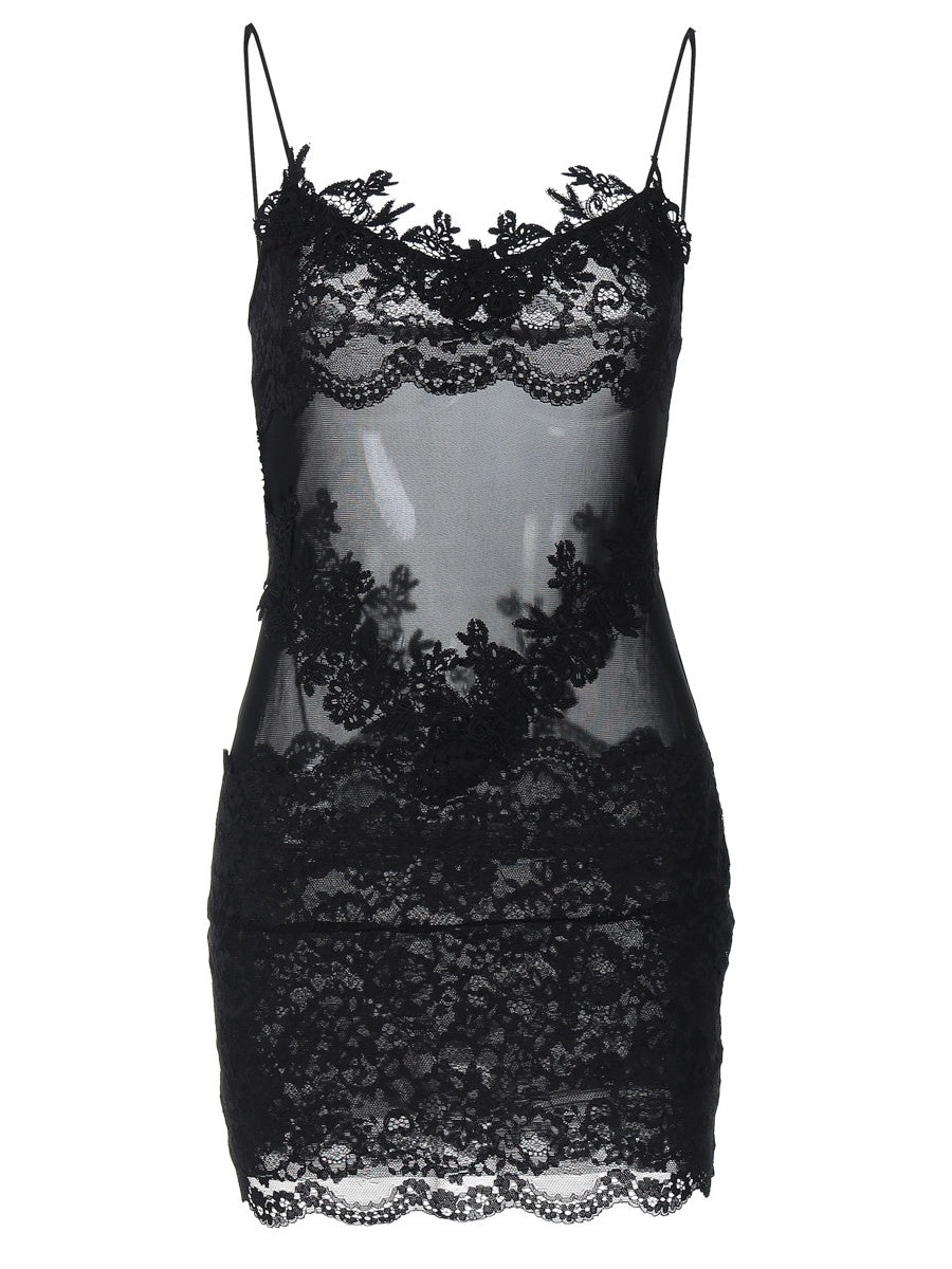Lace-trimmed Bodycon Mini Dress