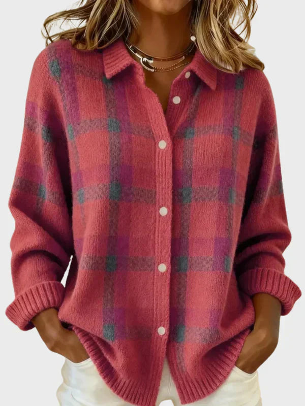 The Victoria — Plaid Knit Cardigan