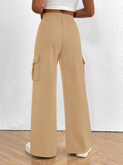 Elastic Waistband Lace Up Pocket Cargo Trousers