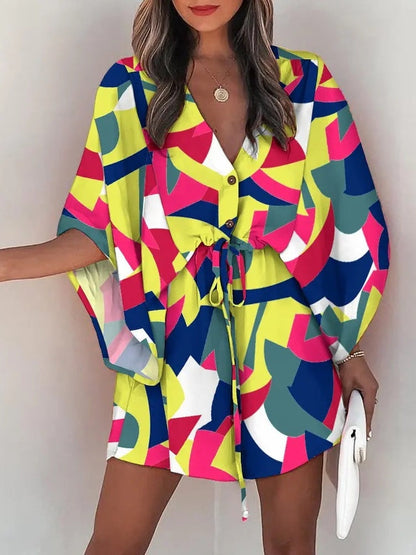 V-neck Tie For A Casual Vacation Look Mini&Short Dresses