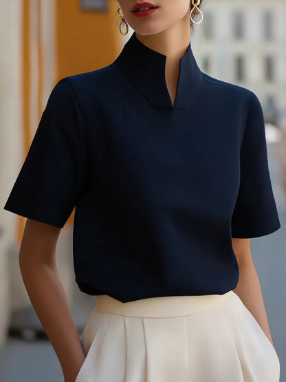 Stand Collar Short Sleeve Jacket Grace Shirts
