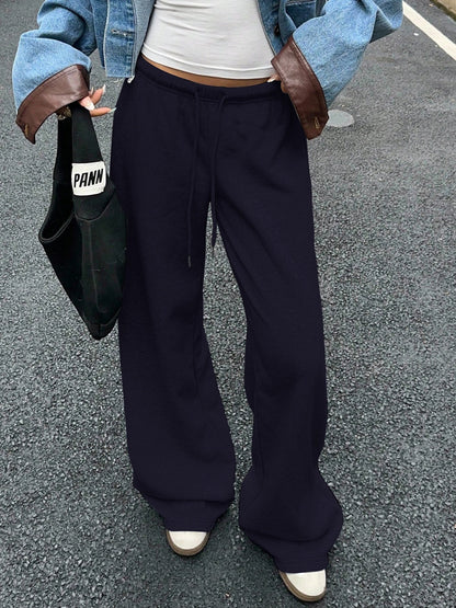 Drawstring Relaxed Exercise Mid-low Waist Sweatpants
