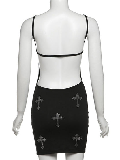 Cross Backless Camisoles Mini&Short Dresses
