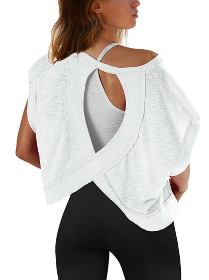 Backless Yoga Relaxed And Casual T-shirts