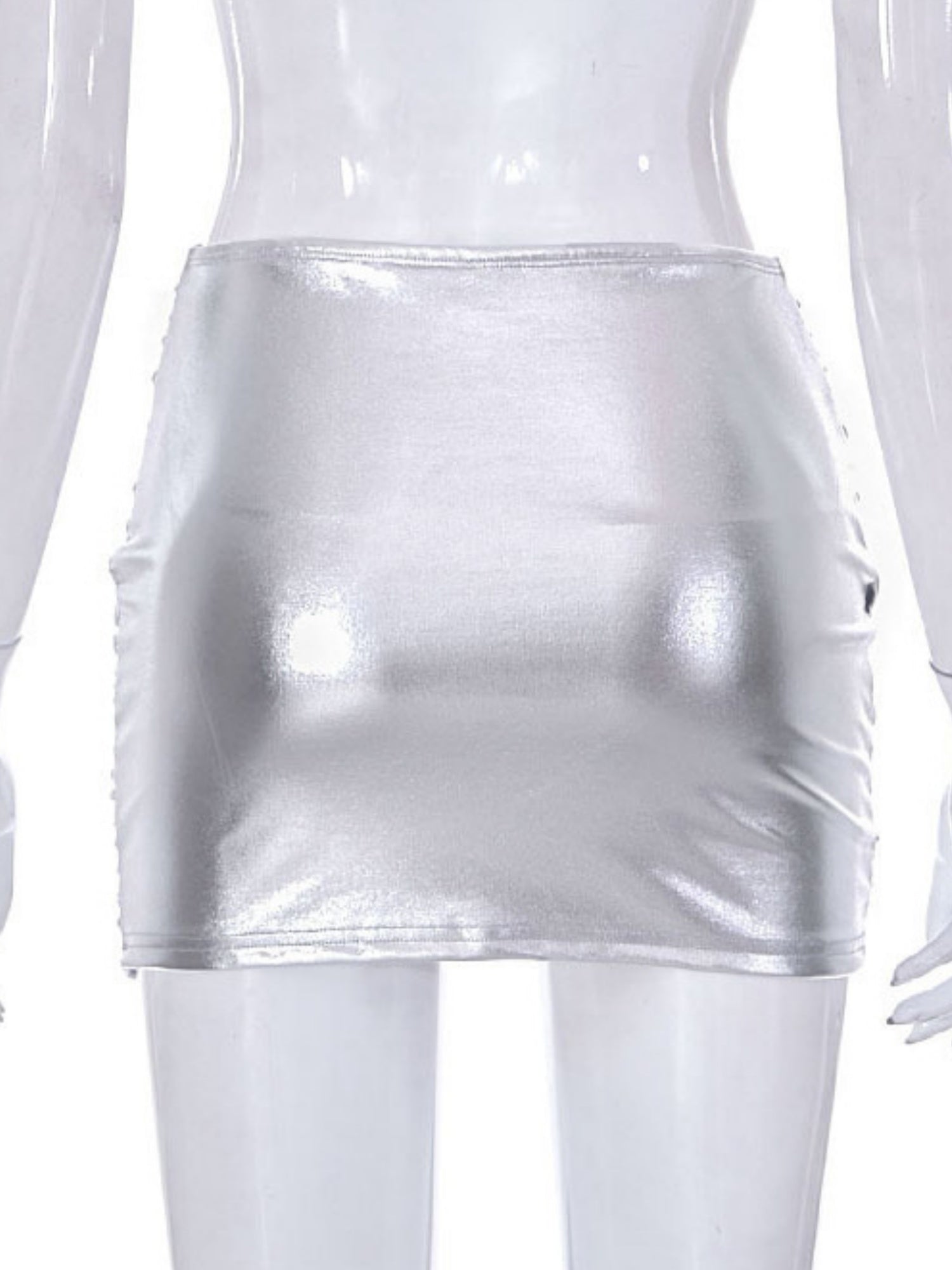 PVC Glossy Patent Leather Cross Pleats Sexy Short Skirt