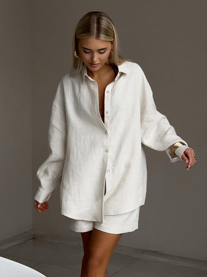 Long-sleeved Cardigan Shorts 2-piece Sets
