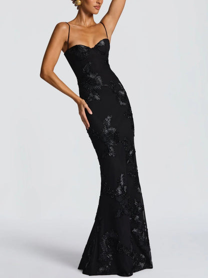 Printed Camisoles Waist-cinching And Hip-hugging Maxi Dresses