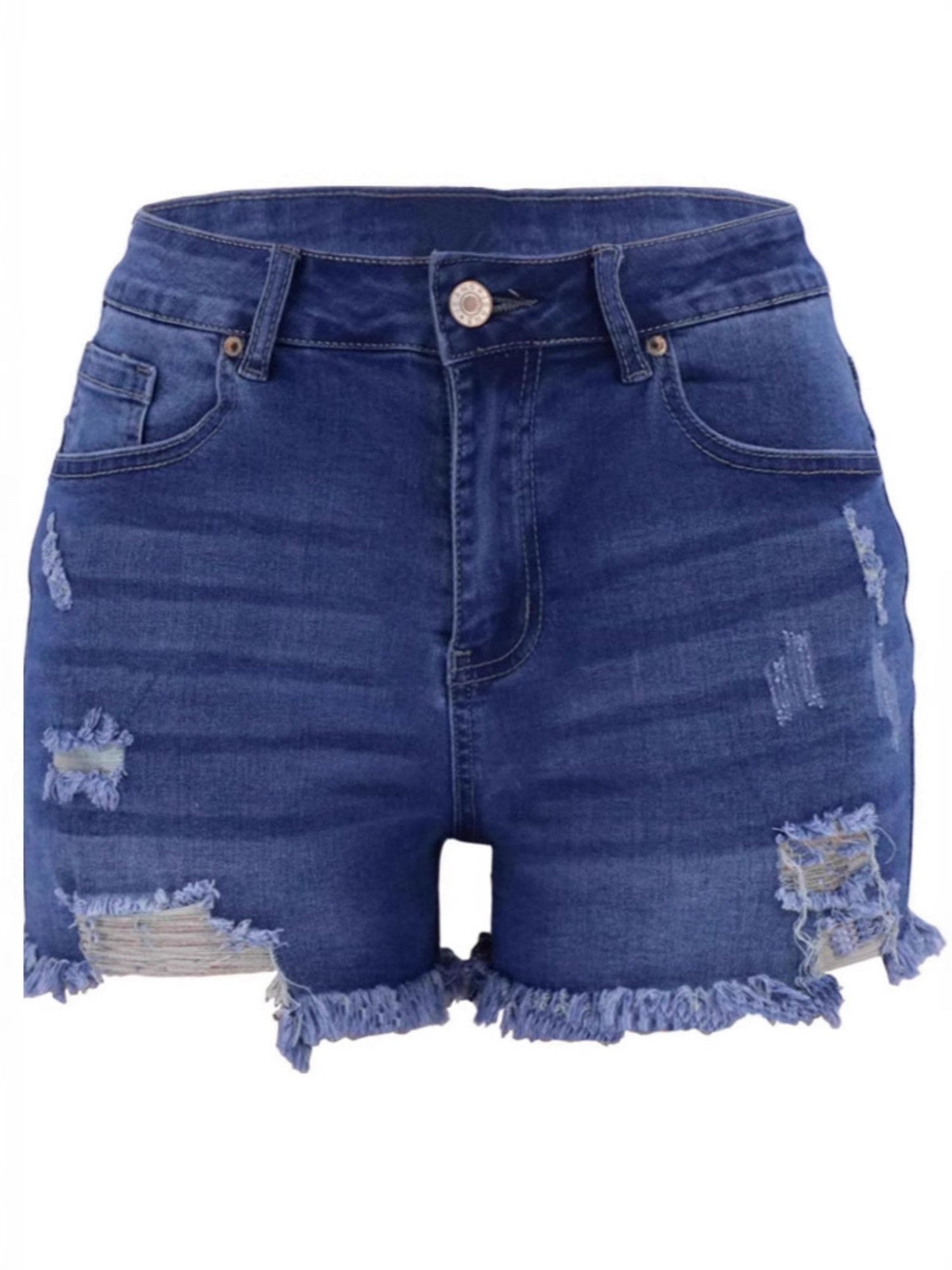 Hole Tassel High-waisted Stretch Washed Jeans