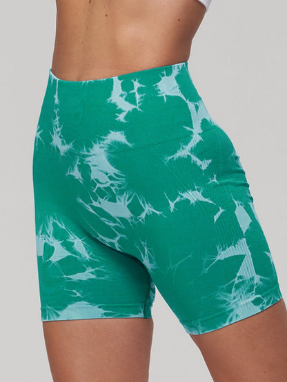 Seamless Tie-dye High-waisted, Tummy-flattening, And Butt-lifting Yoga Shorts