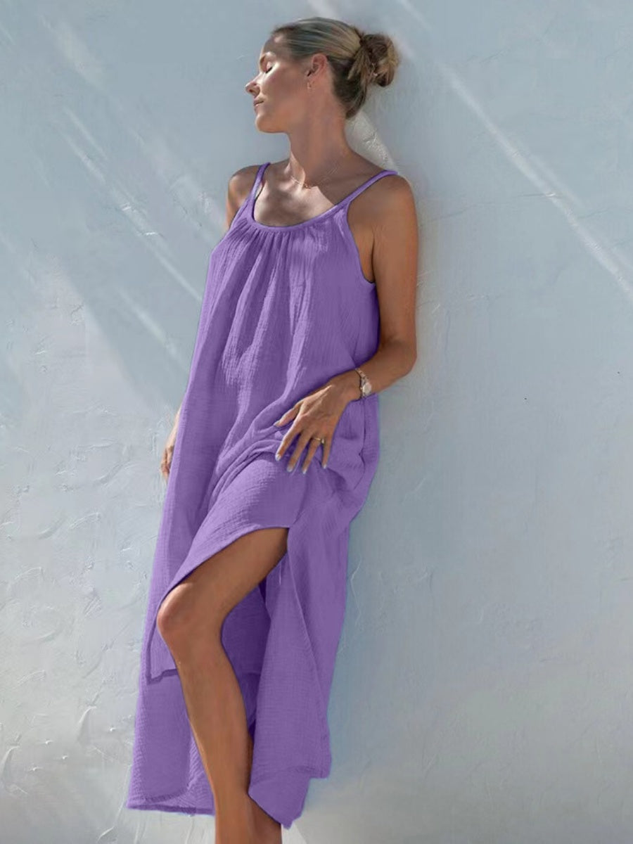 100% Cotton Temperament Camisoles Loose-fit Home Vacation Mini&Short Dresses