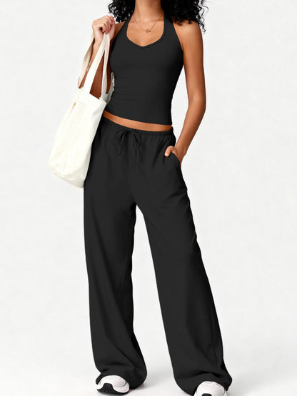 Quick-drying Halter Top Bodycon Trousers Exercise Yoga 2-piece Sets