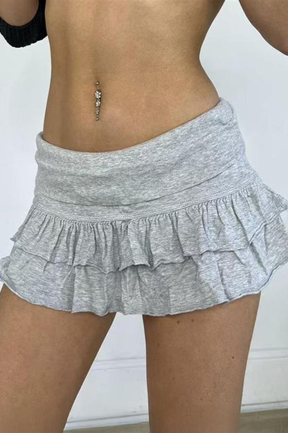 Y2K Casual Solid Pleated Skirt