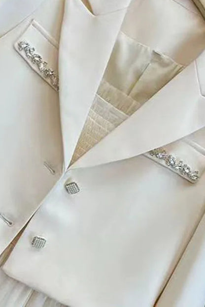 Crystal Decor Notched Cropped Blazer