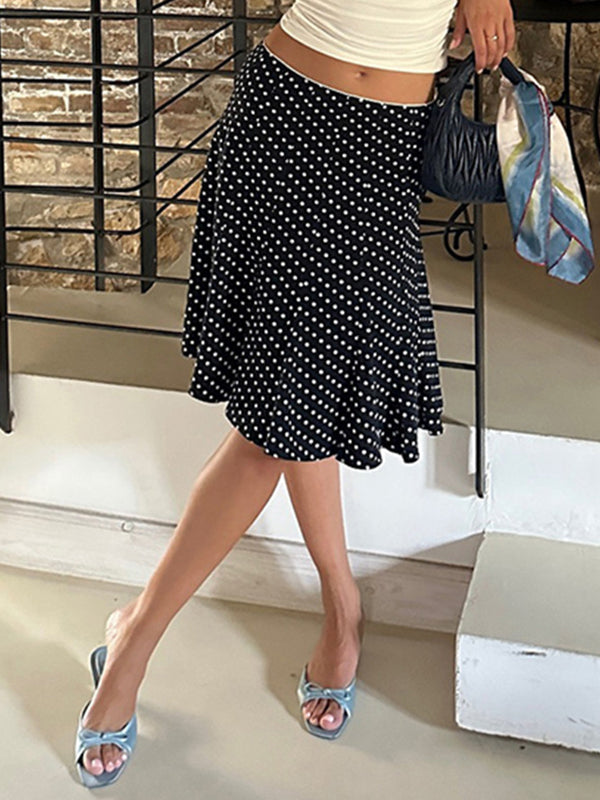Polka Dot Ruffle Maxi Skirts
