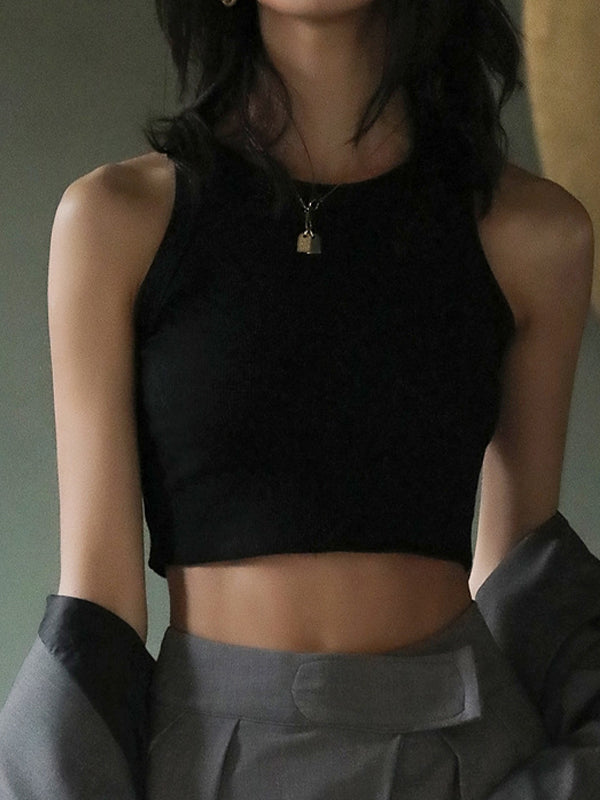 Plain Crewneck Short Tank Top