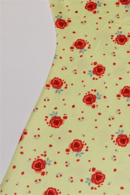 Scoop Neck Tank Strap Ditsy Floral Satin Slip Maxi Dress
