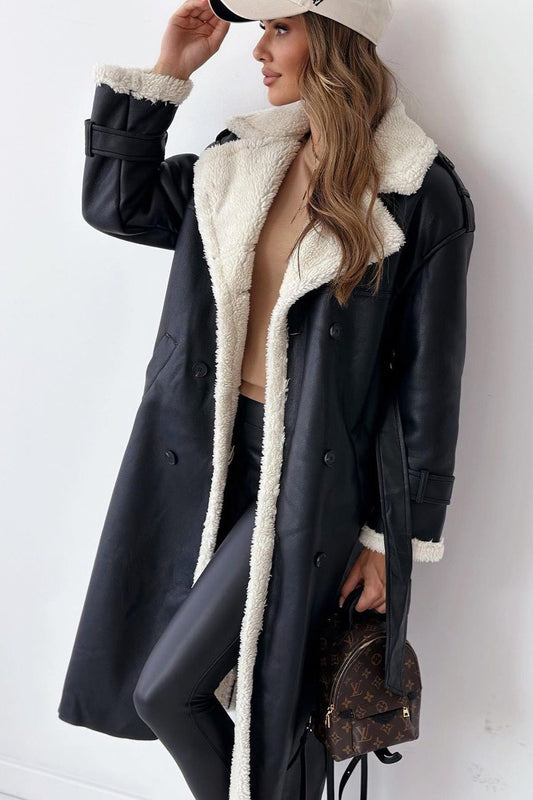 Reversible Fleece Stand Collar Coat