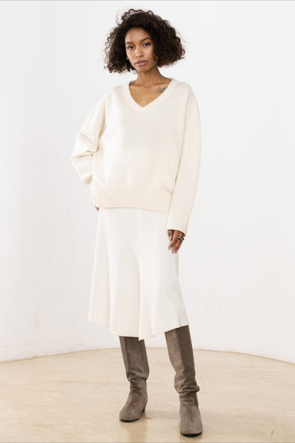 V Neck Long Sleeve Relaxed Sweater