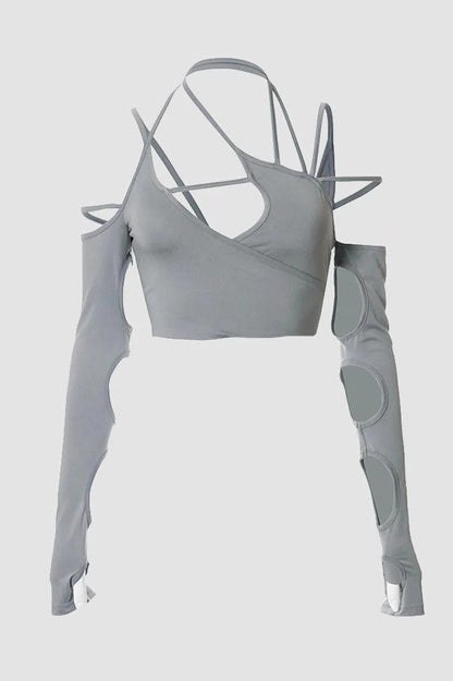 Phased Out Cut Out Cropped Top