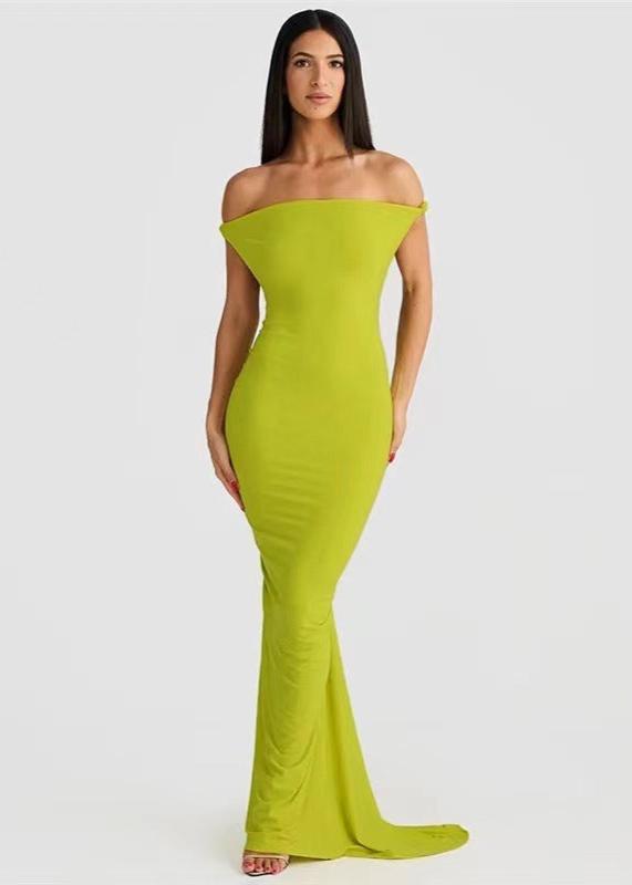 One Shoulder Asymmetric Drape Twisted Strap Bodycon Maxi Dress