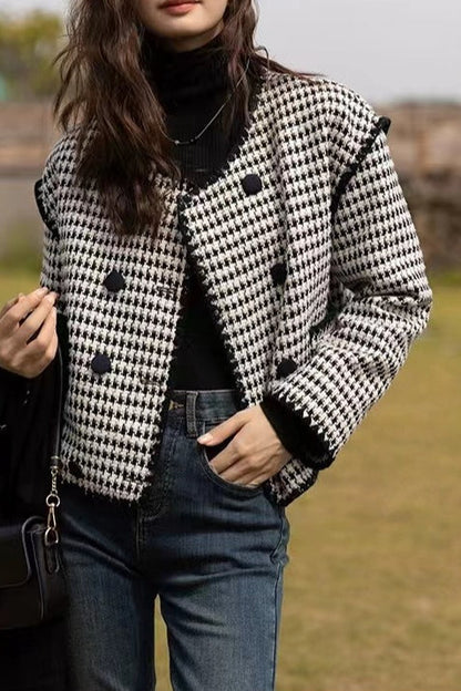 Tweed Houndstooth Short Jacket