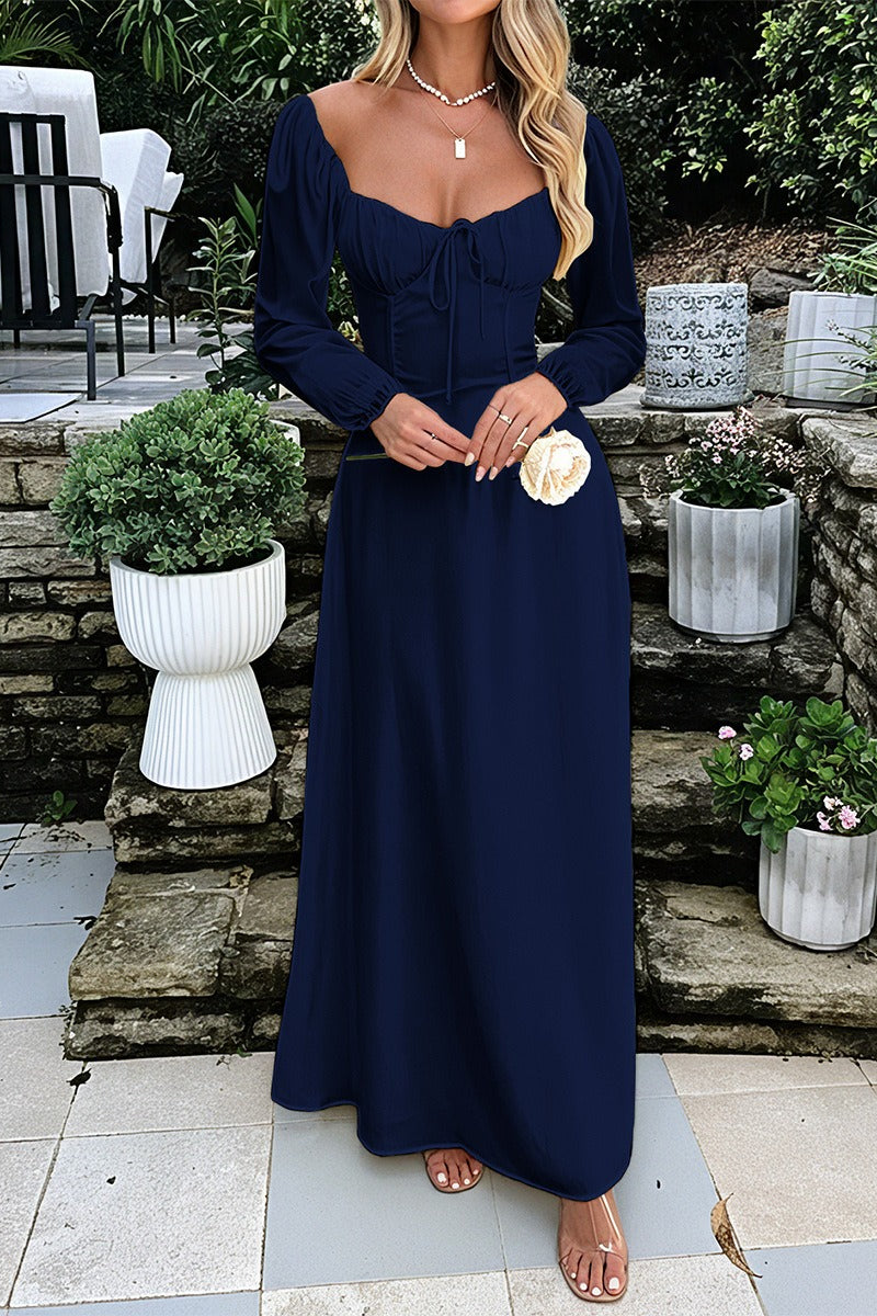 Solid Long Sleeve Party Dress