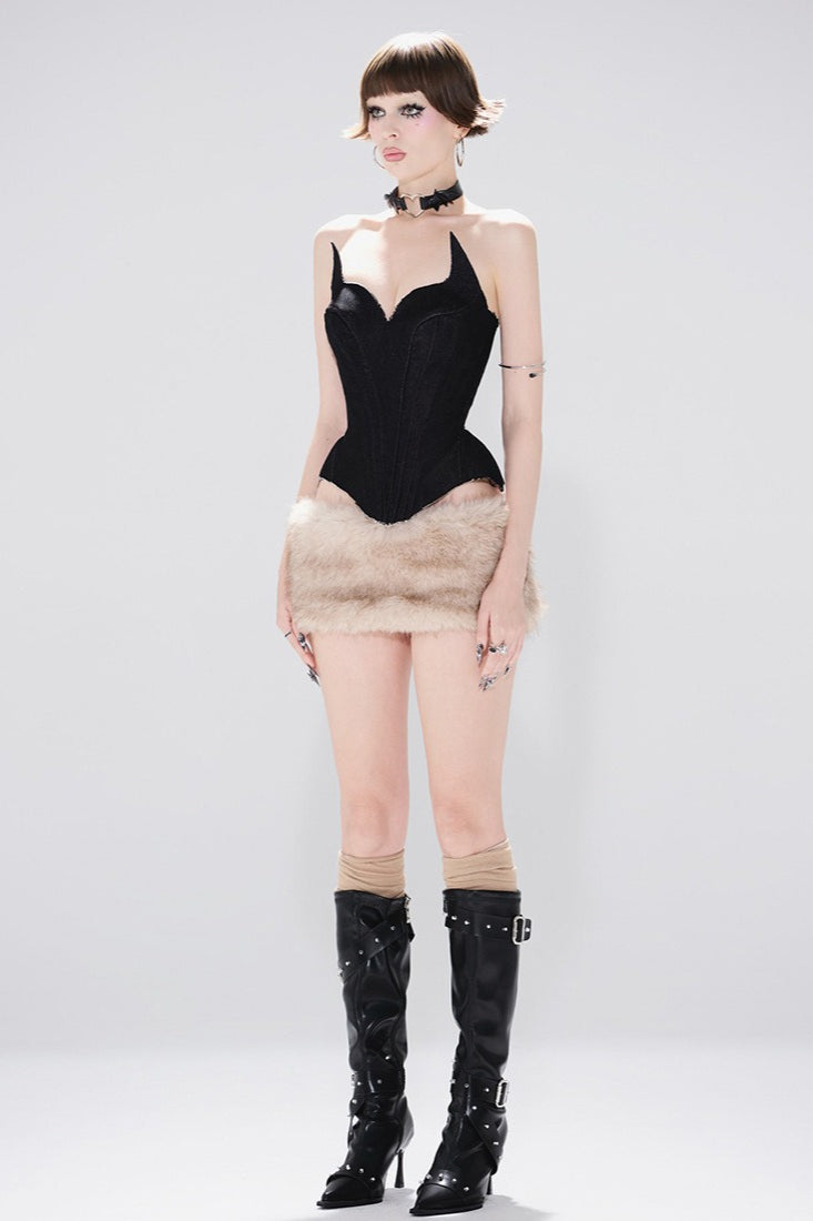 | Solid Color Backless Tube Fleece Two Piece Set