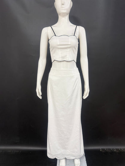 Scallop Trim Camisole Top And Maxi Skirt Matching Set For Women 2026