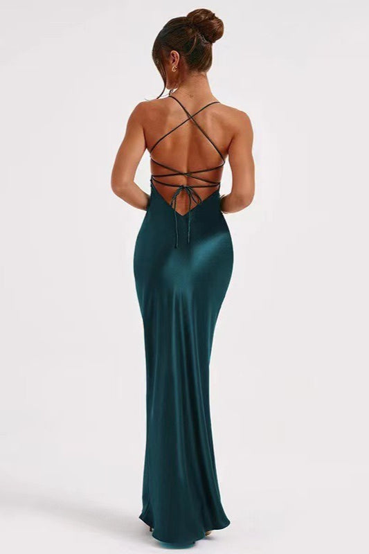 Back Tie Spaghetti Strap Formal Dress
