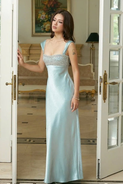 | Patchwork Rhinestone Ruched Maxi Dress