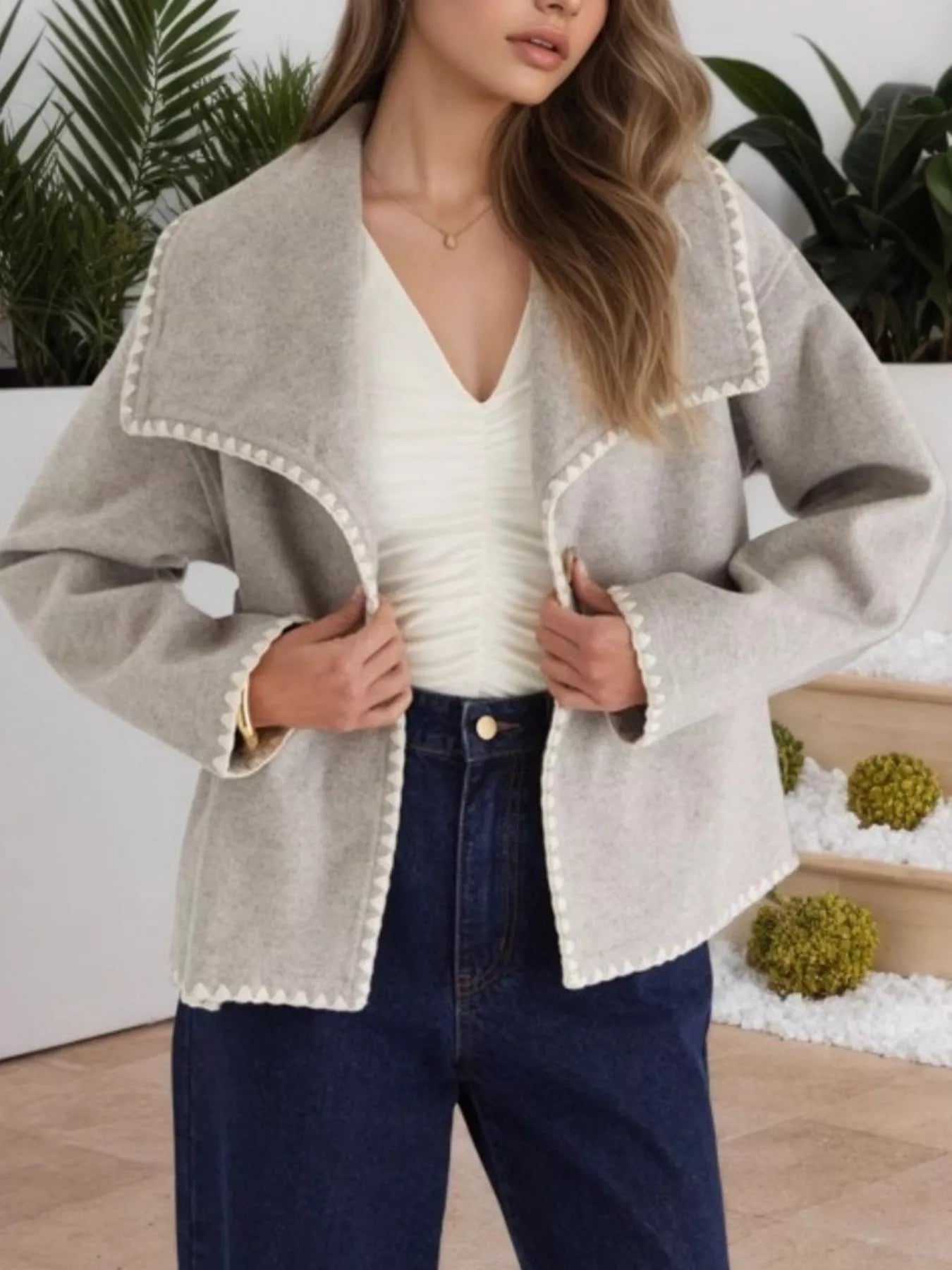 Grey Stitched Jacket