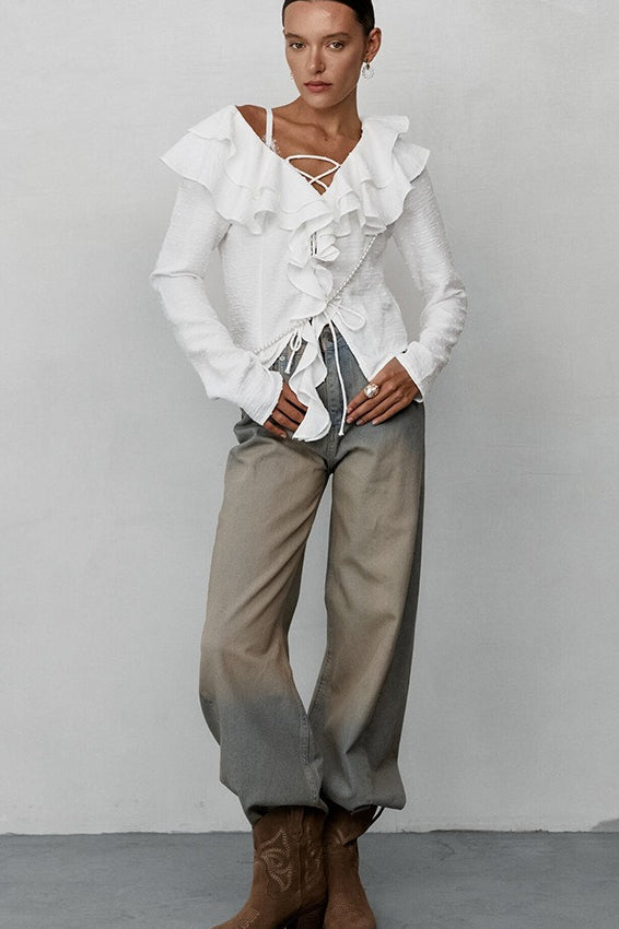 Long Sleeve Ruffle Blouse