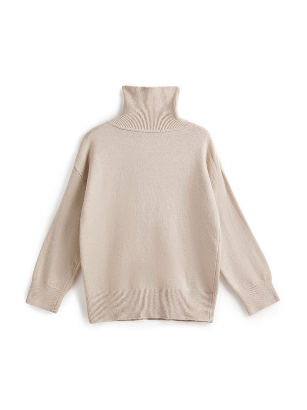 Solid High Neck Pullover Sweater